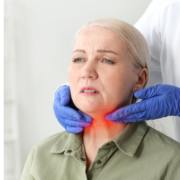 woman getting checked for hyperparathyroidism